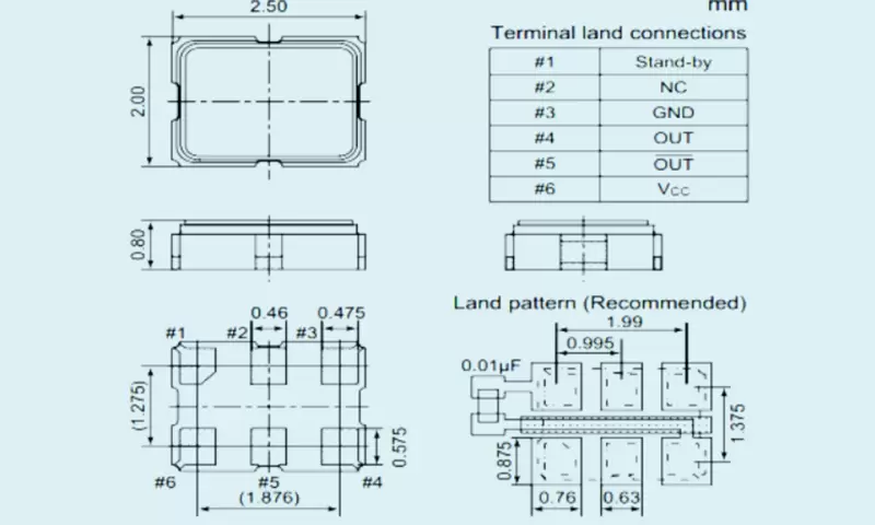 Osciladores de cristal SMD con salida diferencial