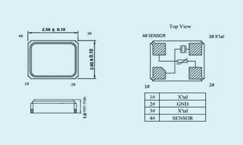 Resonador de cristal termistor TSX 2,0*1,6