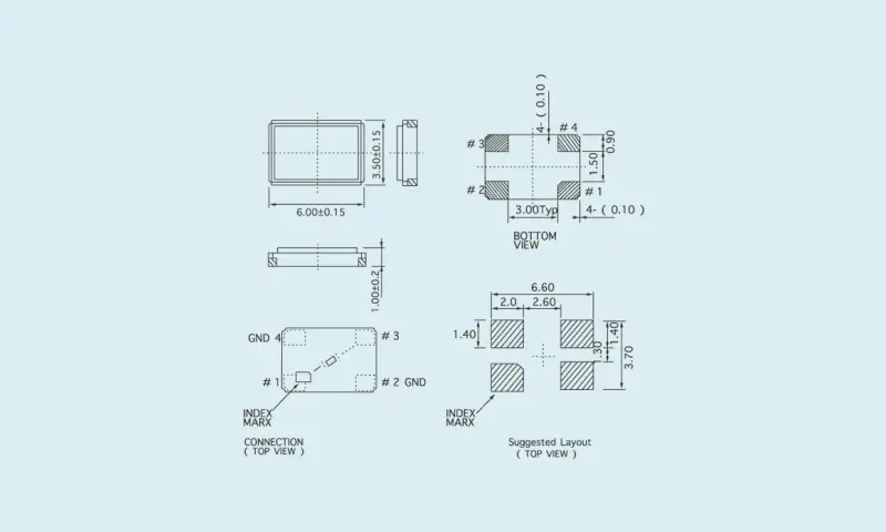 Resonador de cristal de cuarzo SMD 5.0&times;3.2